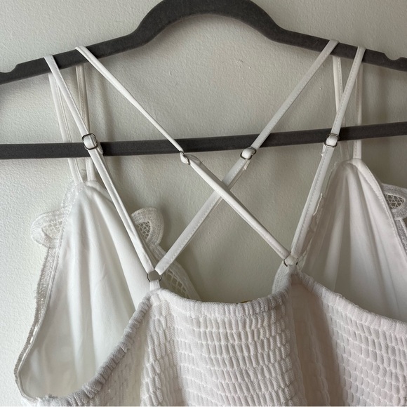 Rebellion Again White Lace Maxi Dress L | Boho Festival Sheer Overlay Strappy - Picture 11 of 12